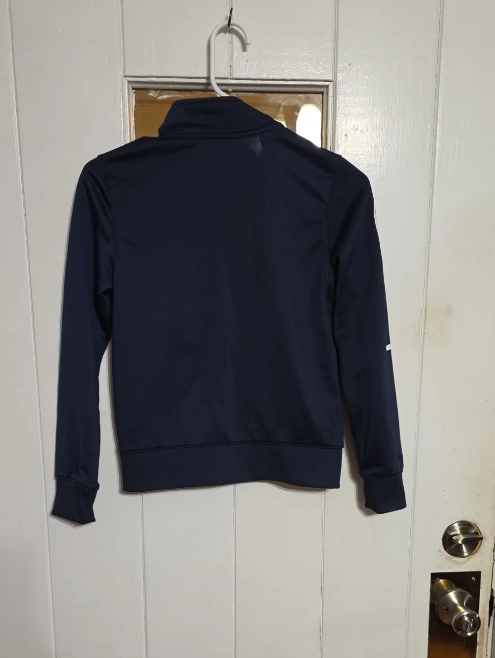 Champion Boys Youth Navy Track Jacket Red & White Logo Zips Athletic Sz M EUC